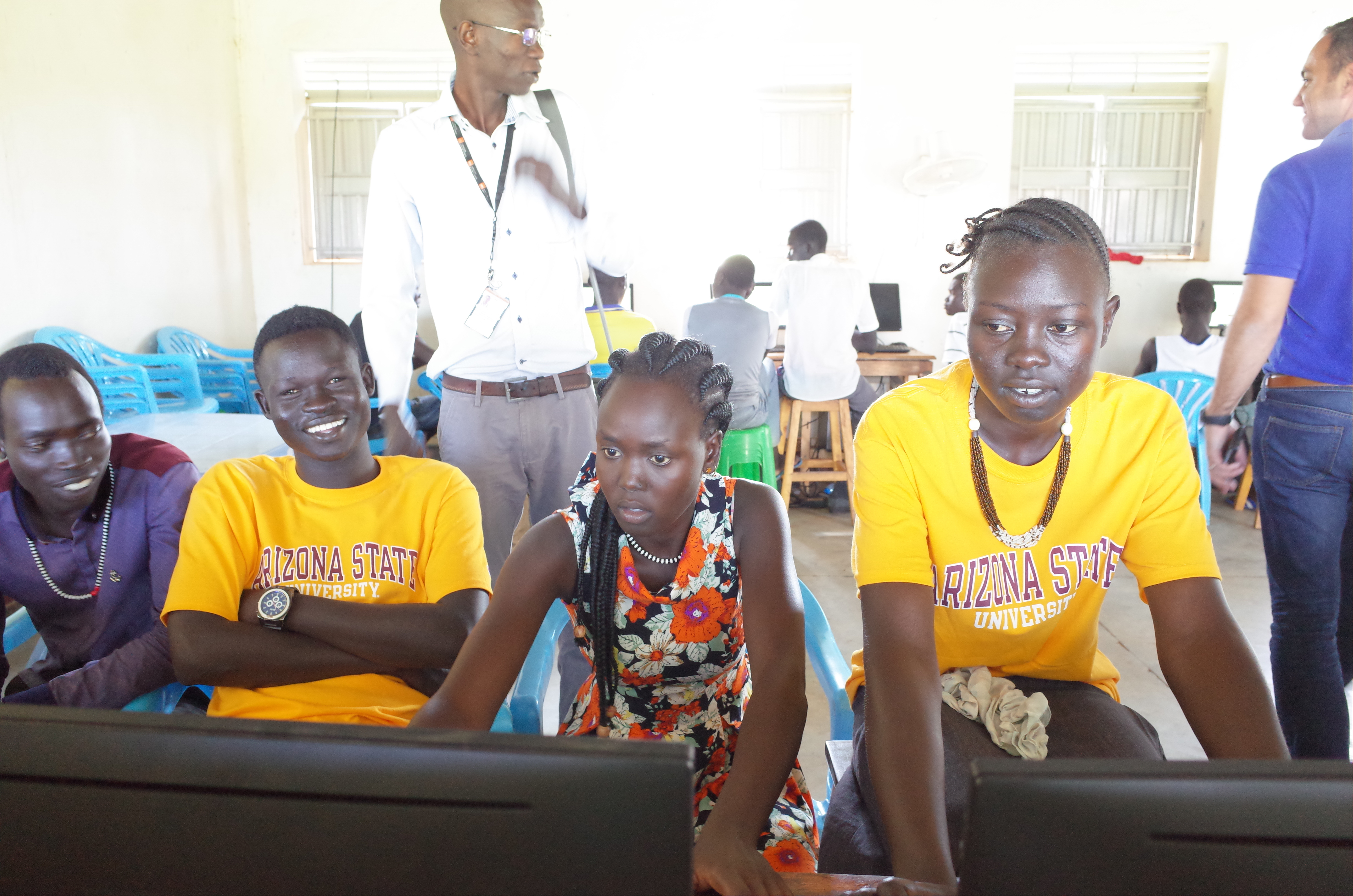 Students looking at a computer screen